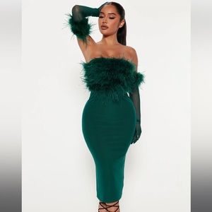 Hunter Green MIDI Dress